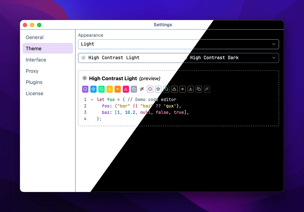 High contrast themes