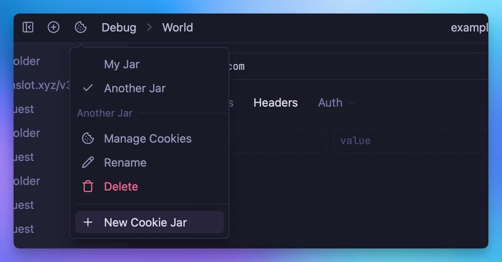 New cookie dropdown in app header