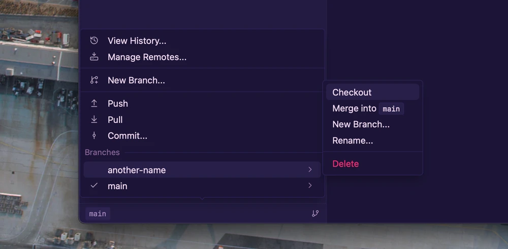 Git branch submenu