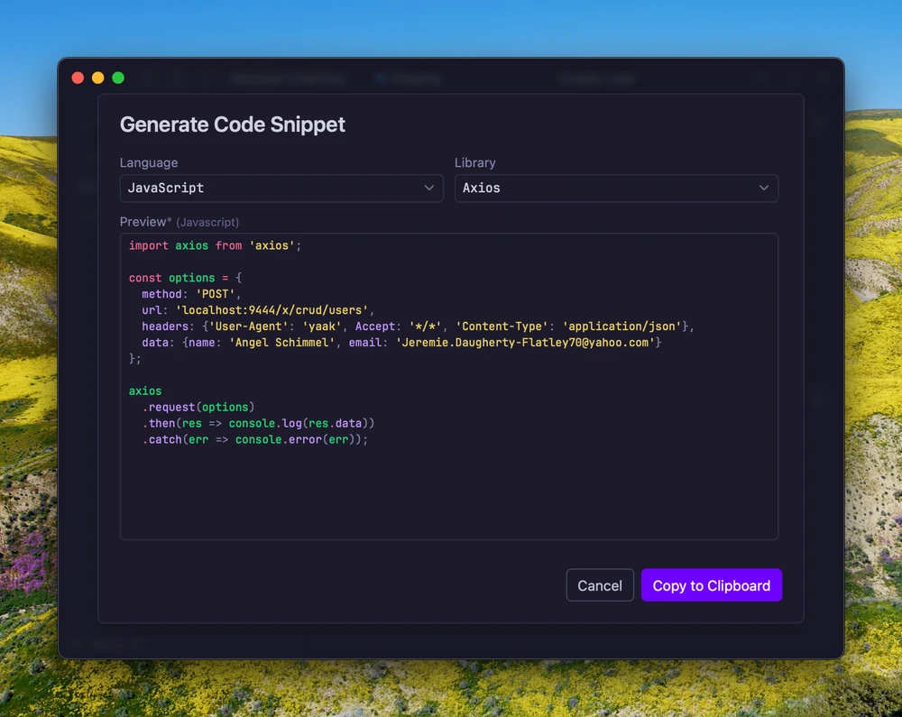 Httpsnippet plugin
