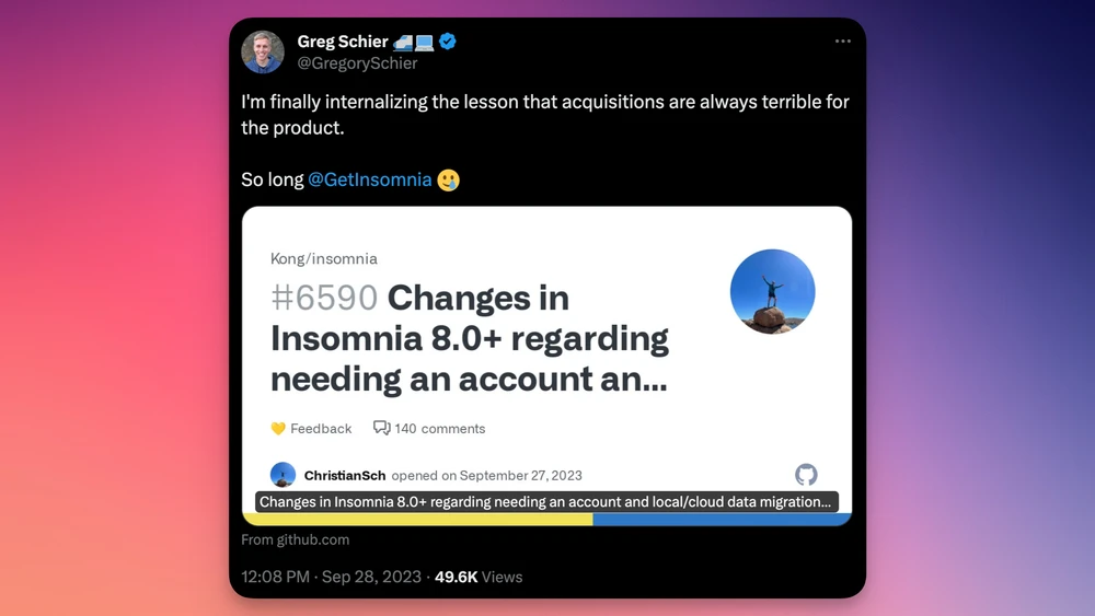 Tweet showing my initial reaction