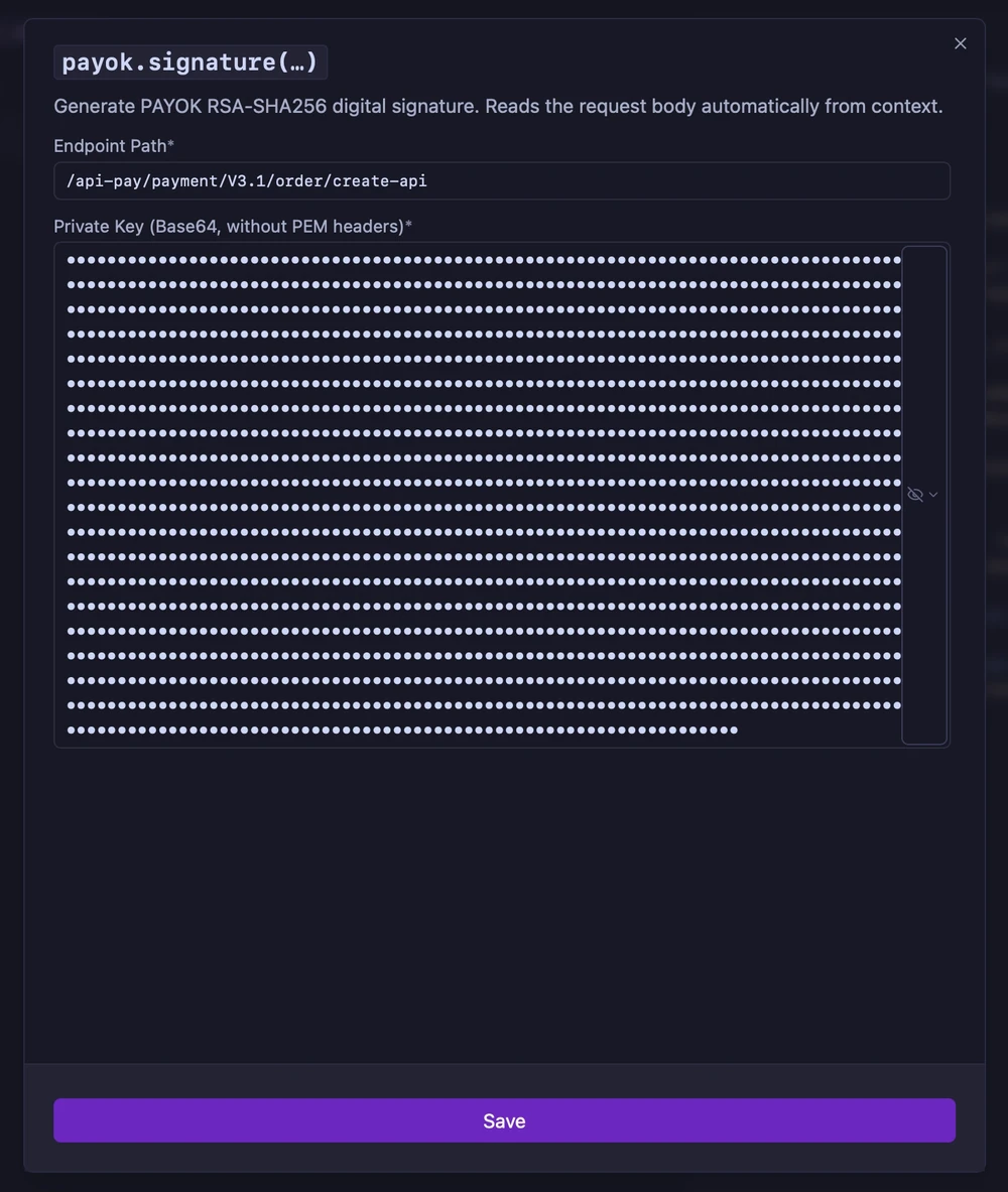 Generate Signature dialog