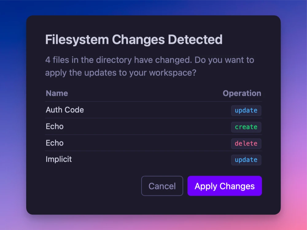 Changed files confirmation